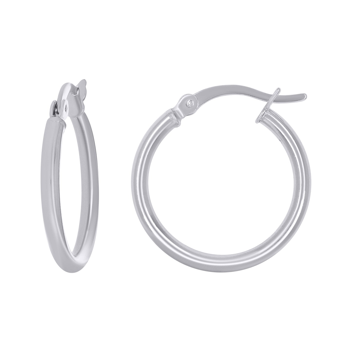 Sterling Silver Rhodium Plated Womens Classic Hoop Earrings