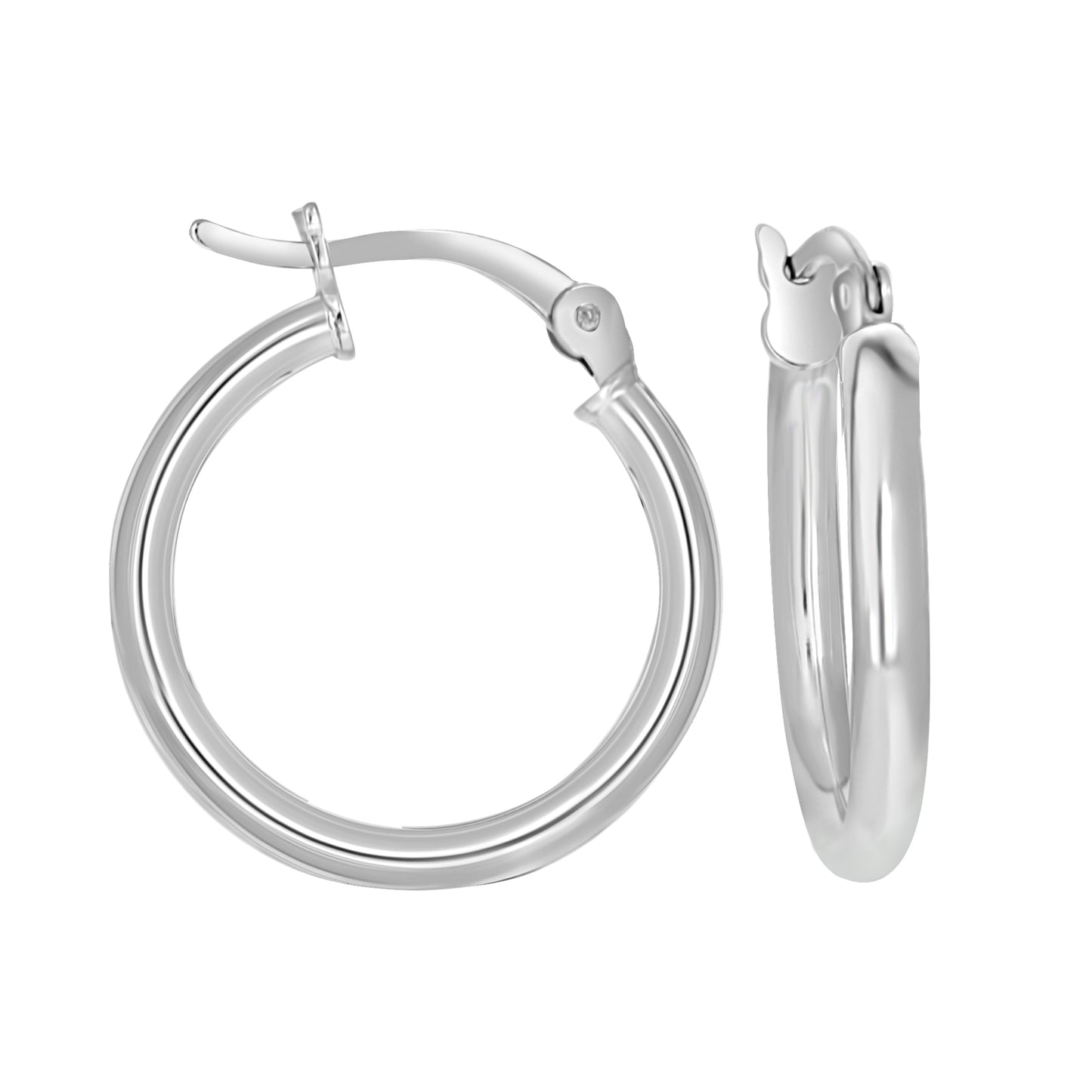 Sterling Silver Rhodium Plated Womens Classic Hoop Earrings