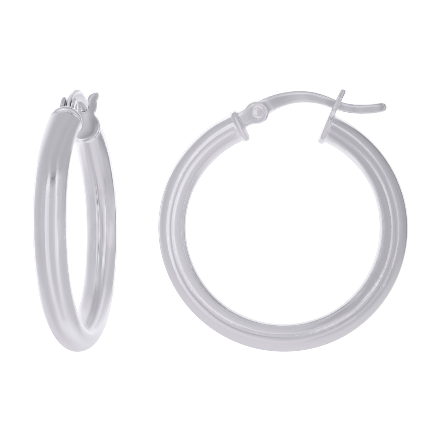 Sterling Silver Rhodium Plated Womens Classic Hoop Earrings