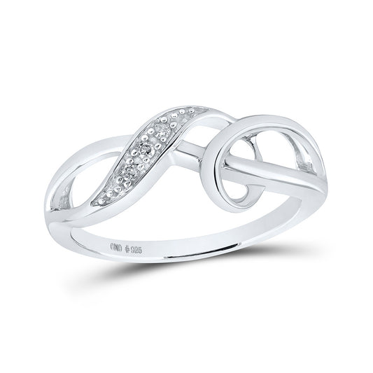Sterling Silver Womens Round Diamond Twist Fashion Band Ring .03 Cttw, Womens Size: 5-10
