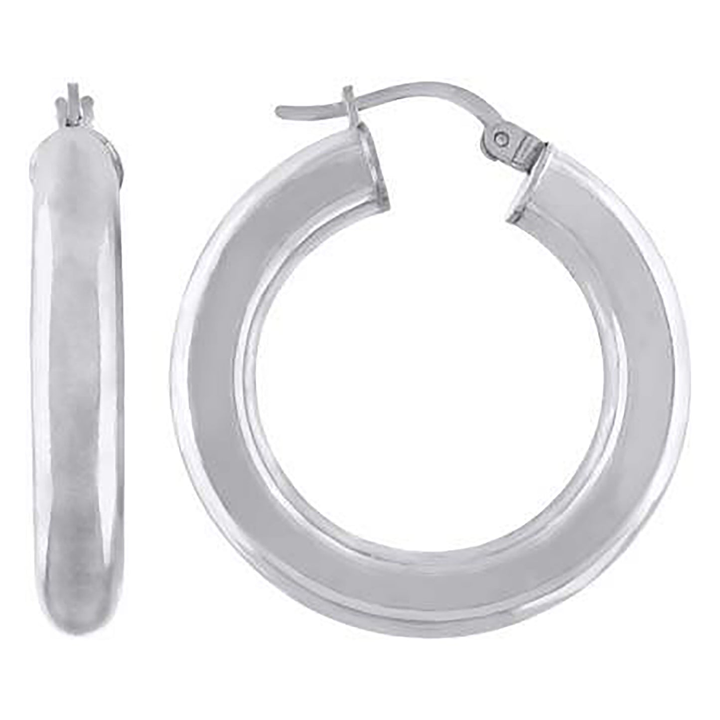 Sterling Silver Rhodium Plated Womens Classic Hoop Earrings