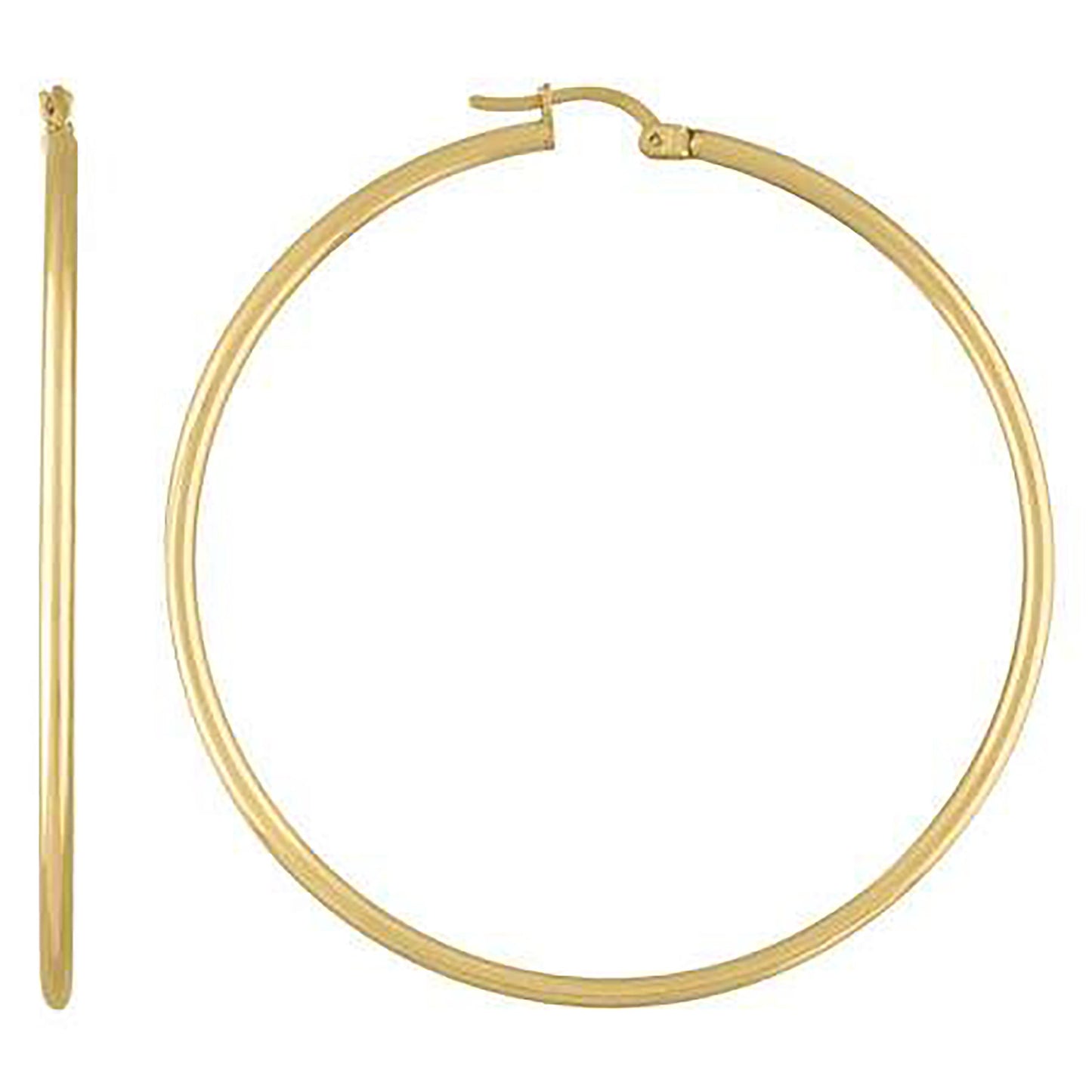 Sterling Silver Yellow-Tone Womens Classic Hoop Earrings
