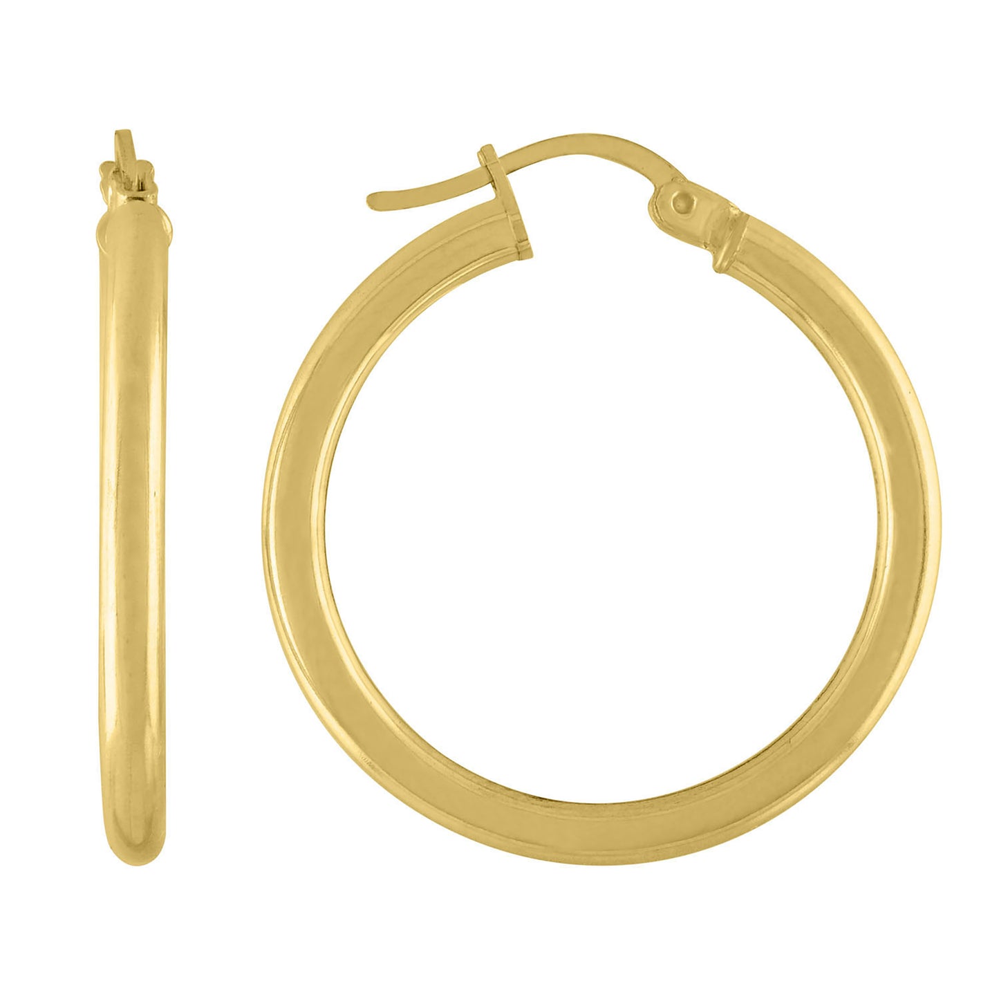 Sterling Silver Yellow-Tone Womens Classic Hoop Earrings