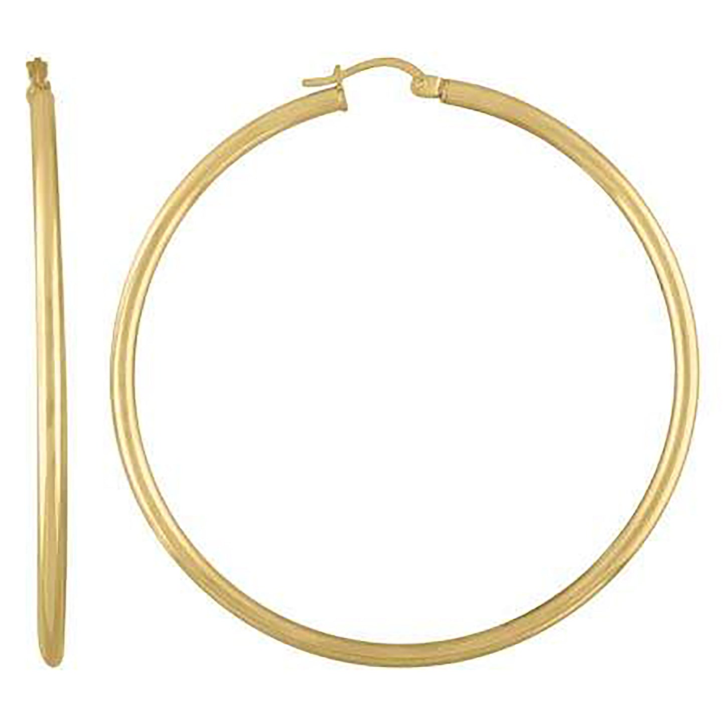 Sterling Silver Yellow-Tone Womens Classic Hoop Earrings