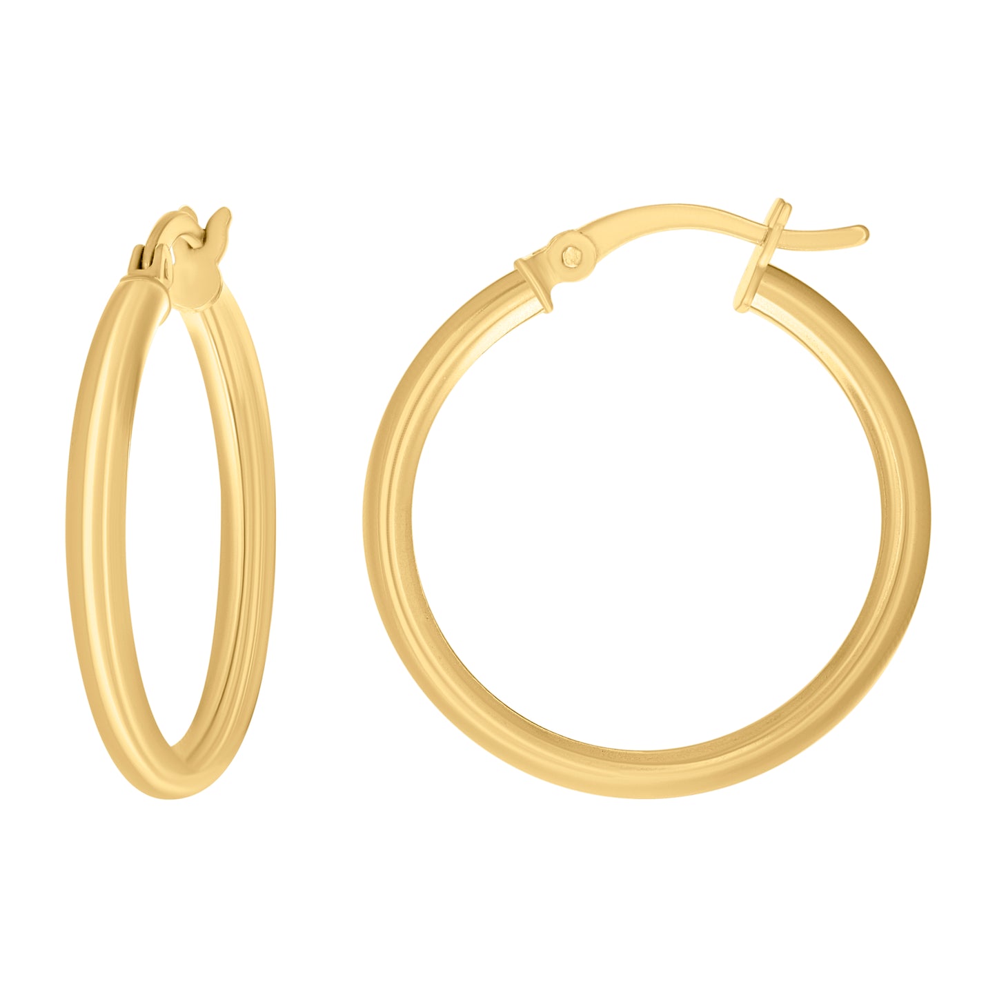 Sterling Silver Yellow-Tone Womens Classic Hoop Earrings