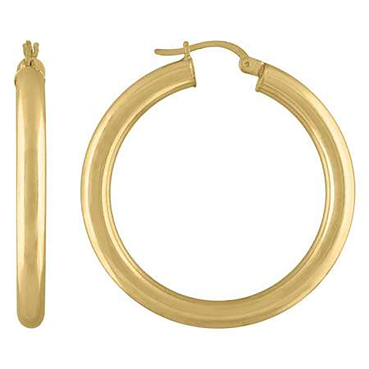 Sterling Silver Yellow-Tone Womens Classic Hoop Earrings