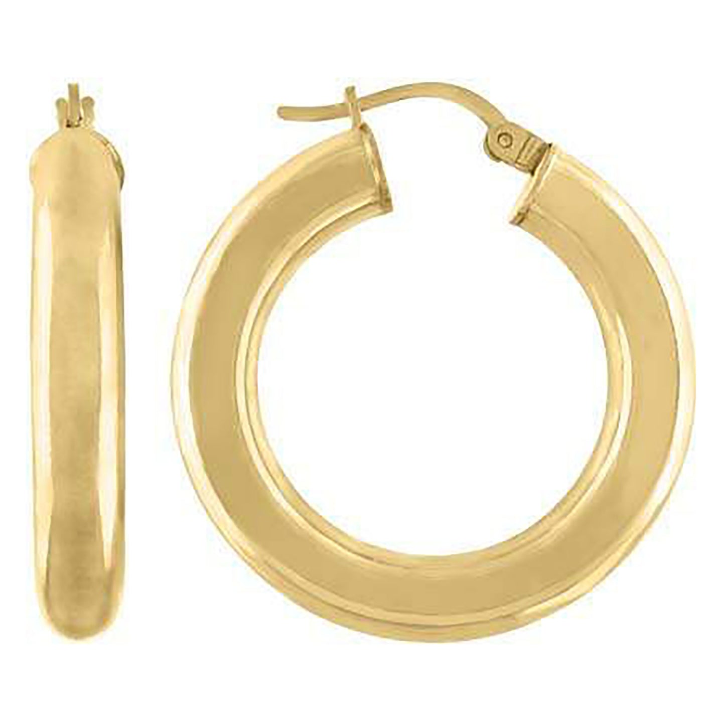 Sterling Silver Yellow-Tone Womens Classic Hoop Earrings