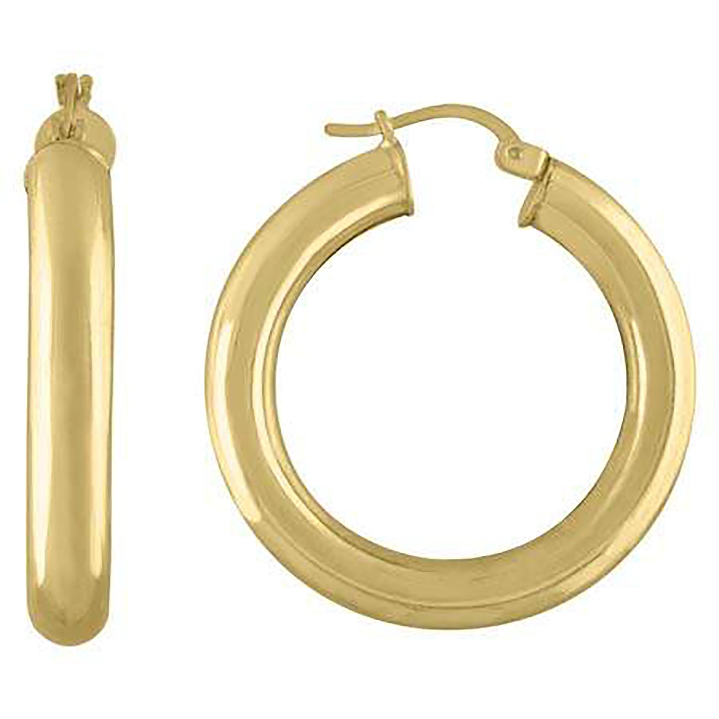 Sterling Silver Yellow-Tone Womens Classic Hoop Earrings