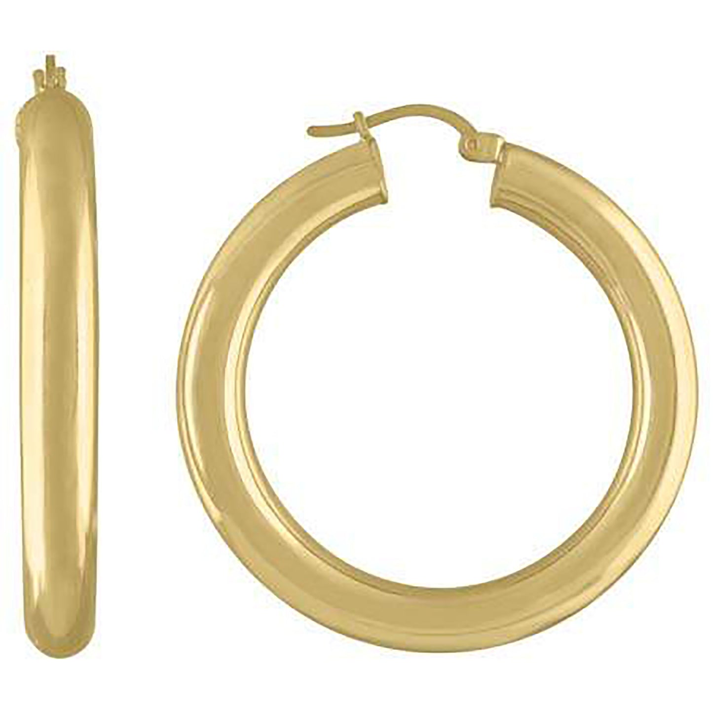 Sterling Silver Yellow-Tone Womens Classic Hoop Earrings