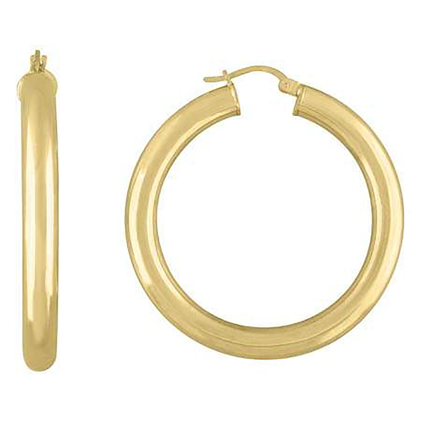 Sterling Silver Yellow-Tone Womens Classic Hoop Earrings