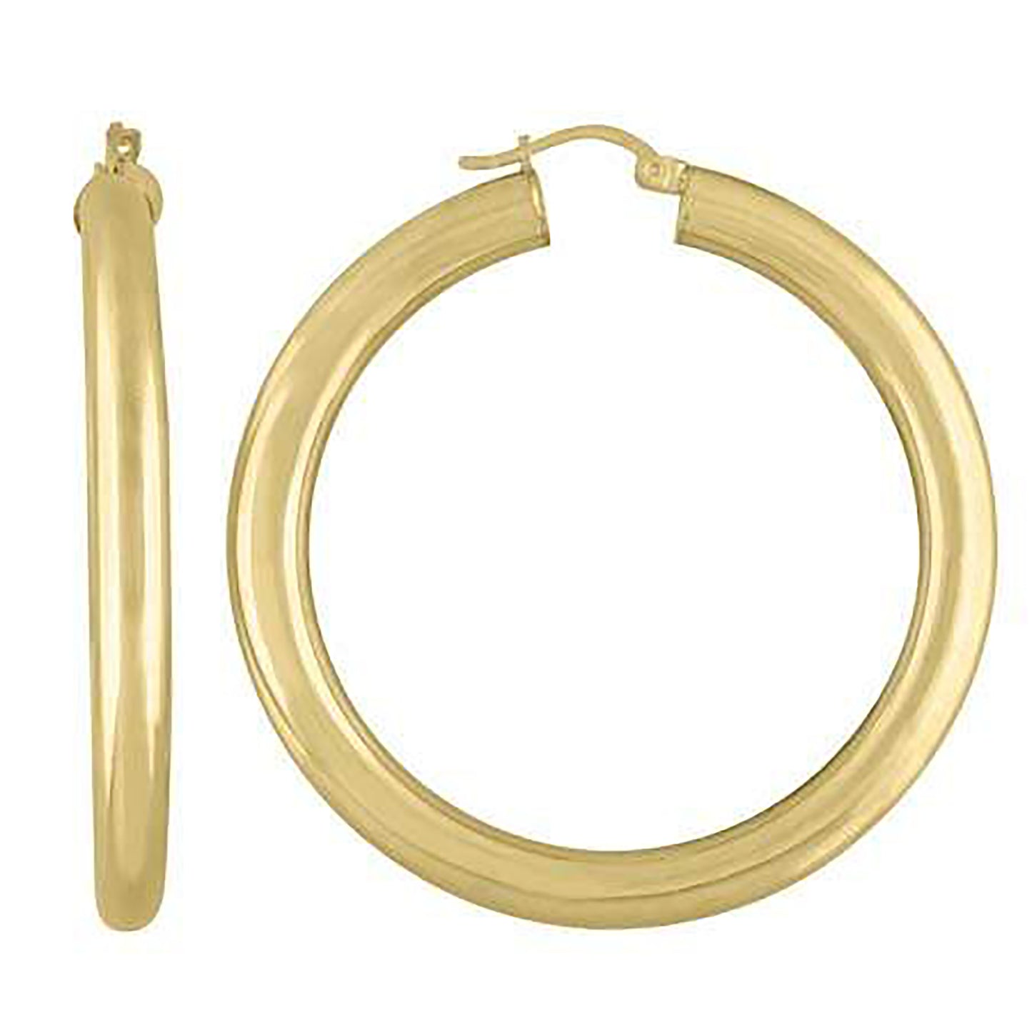 Sterling Silver Yellow-Tone Womens Classic Hoop Earrings