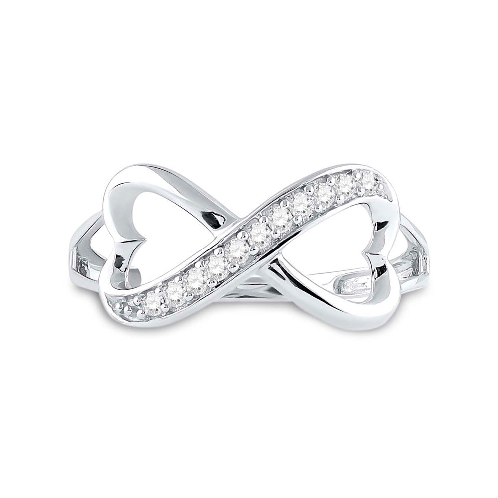 Sterling Silver Womens Round Diamond Infinity Fashion Band Ring 1/10 Cttw, Womens Size: 5-10