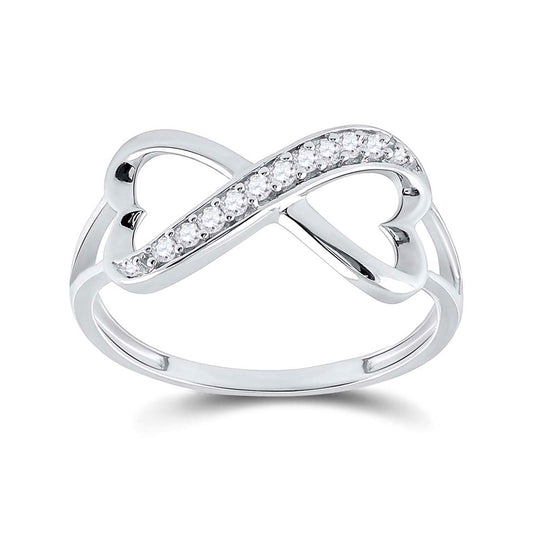 Sterling Silver Womens Round Diamond Infinity Fashion Band Ring 1/10 Cttw, Womens Size: 5-10