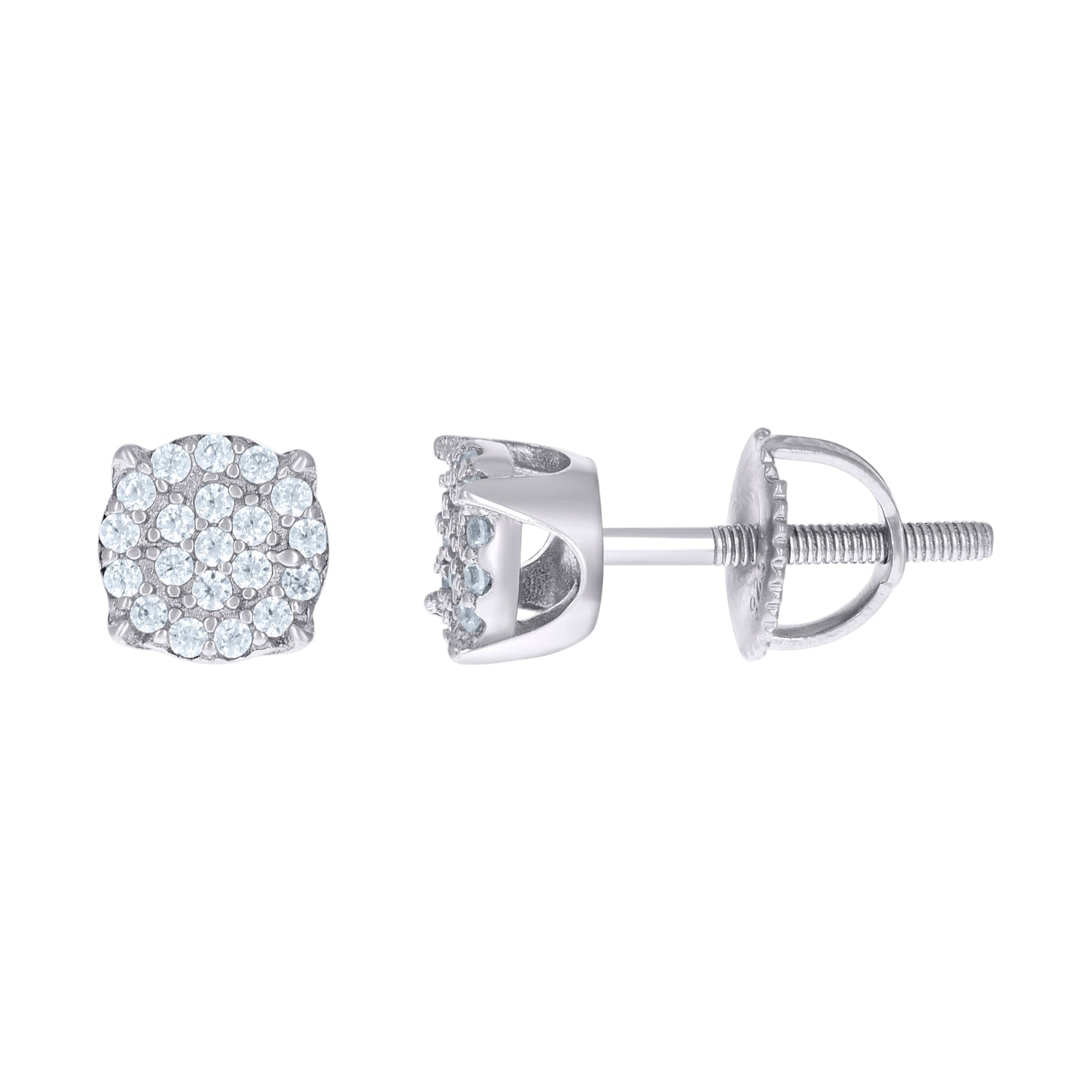 Sterling Silver Or Yellow-Tone Unisex Cubic-Zirconia Fashion Stud Earrings
