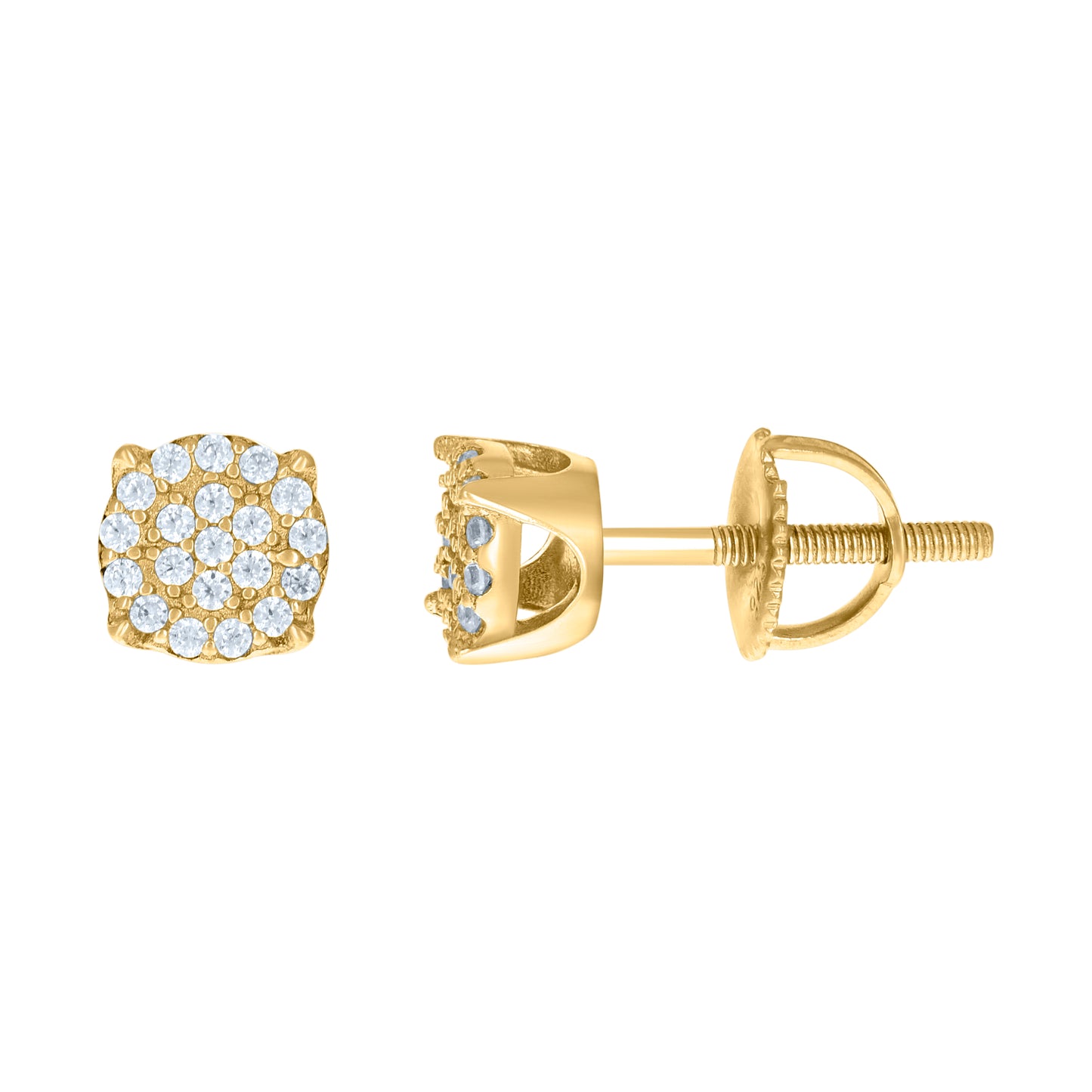 Sterling Silver Or Yellow-Tone Unisex Cubic-Zirconia Fashion Stud Earrings