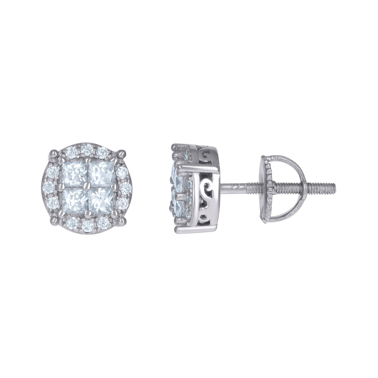 Sterling Silver Or Yellow-Tone Mens Cubic-Zirconia Fashion Stud Earring