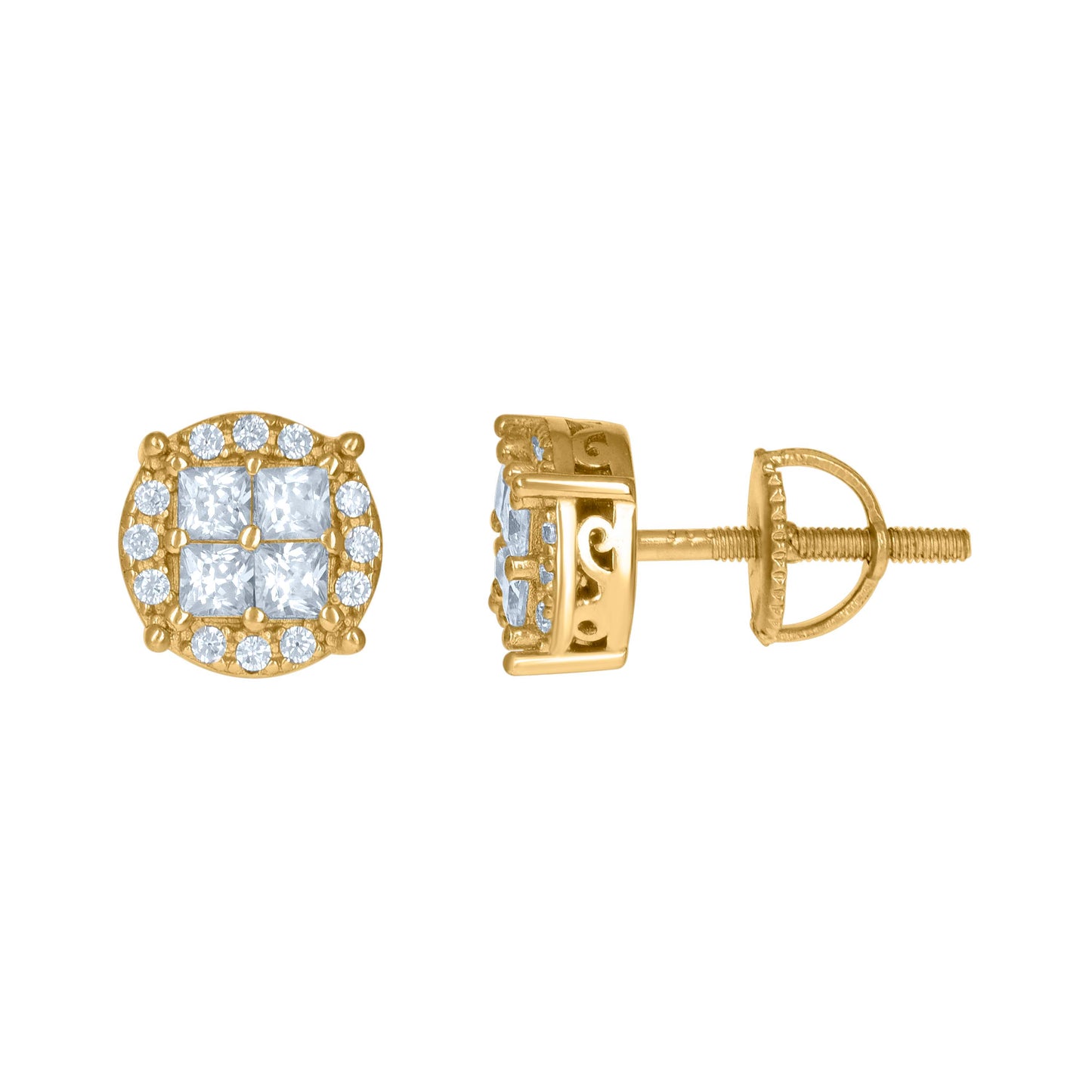 Sterling Silver Or Yellow-Tone Mens Cubic-Zirconia Fashion Stud Earring