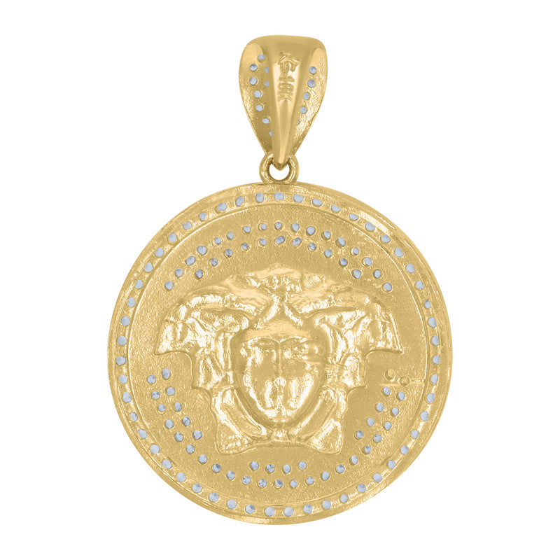 10kt Yellow Gold Mens Cubic-Zirconia Medusa Egyptian Fashion Charm Pendant