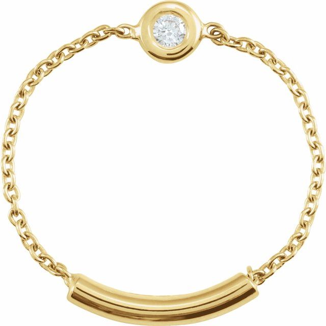 14K Yellow Gold Round 1.6 Mm I3, H :: .02 Ct Polished .02 Ct Natural Diamond Bezel Set Chain Ring With Sizing Bar, Size 6