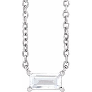 14K White Gold Straight Baguette 5.5 X 2.75Mm Gh Vs 1/3 Ctw Lab-Grown Diamond Necklace, Length: 18 In