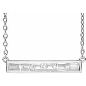 14K White Gold Straight Baguette 3 X 2Mm Gh Vs 3/8 Ctw Lab-Grown Diamond Necklace, Length: 18 In