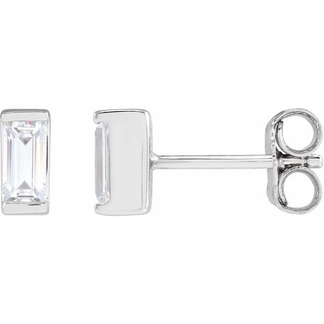 14K Yellow Or White Or Rose Gold Straight Baguette Vs, G-H Friction Polished Lab-Grown Diamond Earrings