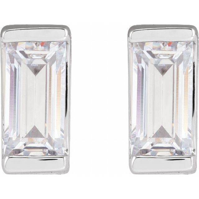 14K Yellow Or White Or Rose Gold Straight Baguette Vs, G-H Friction Polished Lab-Grown Diamond Earrings