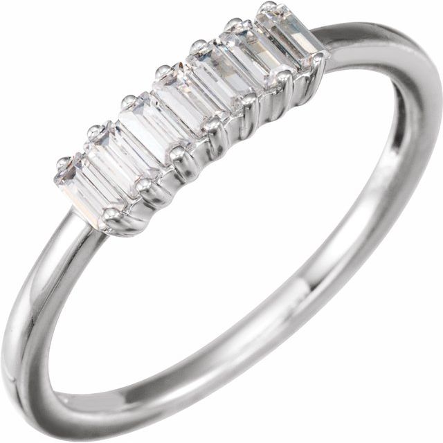 14K Yellow Or White Or Rose Gold Straight Baguette 3 X 1.5 Mm Polished 1/3 Ctw Lab-Grown Diamond Ring, Size 7