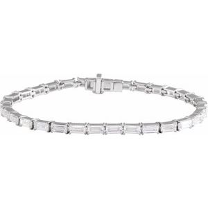 14K White Gold Straight Baguette 5 X 2.5Mm G-H Vs 6 1/5 Ctw Lab-Grown Diamond Bracelet, Length: 7 In