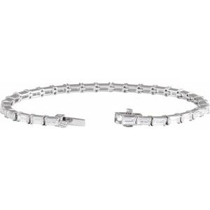14K White Gold Straight Baguette 5 X 2.5Mm G-H Vs 6 1/5 Ctw Lab-Grown Diamond Bracelet, Length: 7 In