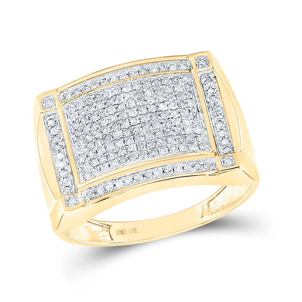 10k Yellow Or Rose Gold  Mens Round Diamond Cluster Ring 1/2 Cttw, Mens Size: 7-13