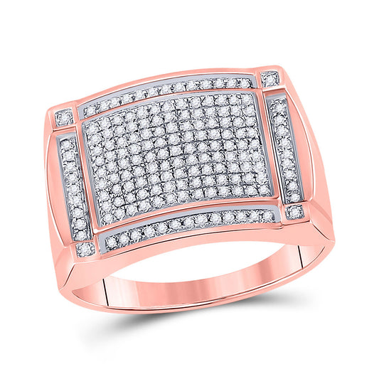 10k Yellow Or Rose Gold  Mens Round Diamond Cluster Ring 1/2 Cttw, Mens Size: 7-13