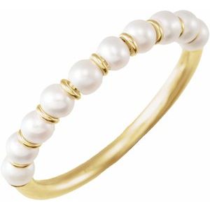 14K Yellow Gold Pearl 3 Mm Cultured Freshwater Pearl Ring Size 5