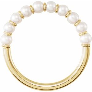 14K Yellow Gold Pearl 3 Mm Cultured Freshwater Pearl Ring Size 8