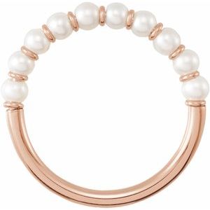 14K Rose Gold Pearl 3 Mm Cultured Freshwater Pearl Ring Size 7