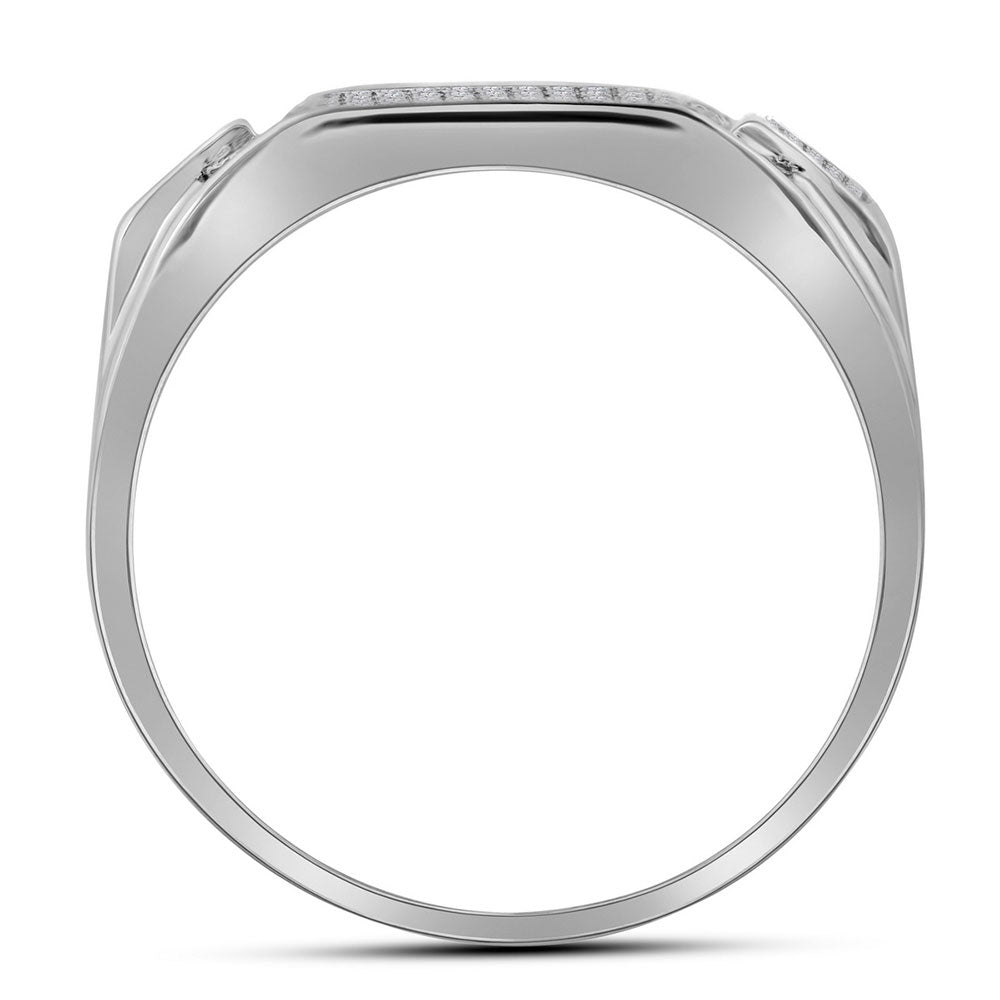 10K Yellow Or Rose Or White Gold  Mens Round Diamond Rectangle Cluster Ring 1/2 Cttw, Mens Size: 7-13