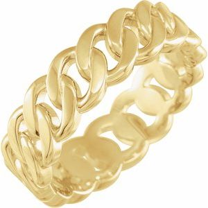 18K Yellow Gold 6.5 Mm Polished Chain Link Wedding Band Size 8