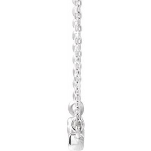 14K White Gold Round 2Mm G-H I1 French-Set Bar Necklace, Length: 18 In