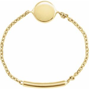 14K Yellow Gold Disk Chain Ring With Sizing Bar Size 7