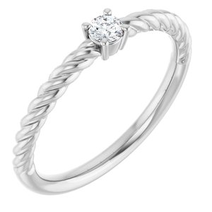 Sterling Silver Natural White Sapphire Round 3 Mm Polished Natural White Sapphire Solitaire Rope Ring Size 7