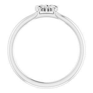 Sterling Silver Polished Floral Stackable Ring Size 7