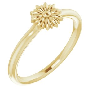 14K Yellow Gold Polished Floral Stackable Ring Size 7