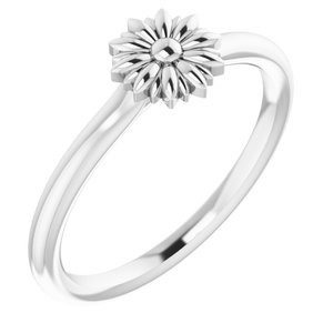 Sterling Silver Polished Floral Stackable Ring Size 7