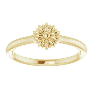 14K Yellow Gold Polished Floral Stackable Ring Size 7