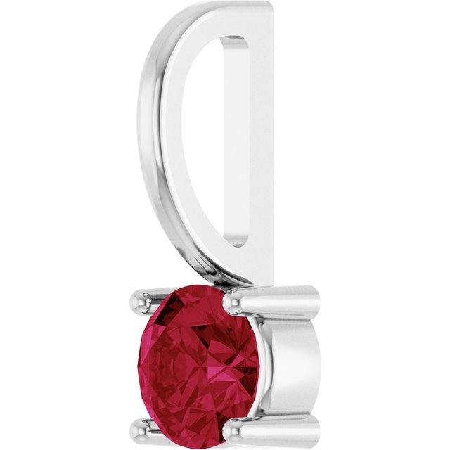 14K White Gold Round 4 Mm Polished Lab-Grown Ruby Charm/Pendant