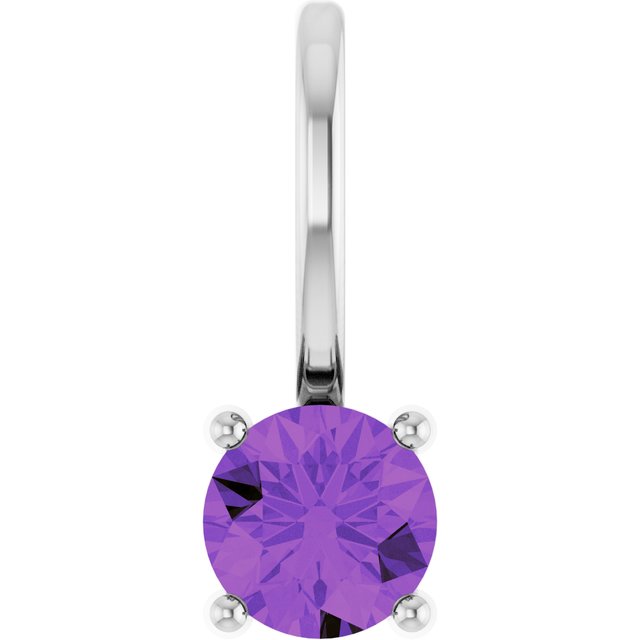 14K Yellow Or White Gold Or Sterling Silver Round 4 Mm Polished Imitation Gemstone Charm/Pendant