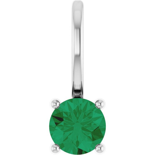 14K Yellow Gold Or Sterling Silver Round 4 Mm Polished Lab-Grown Gemstone Charm/Pendant