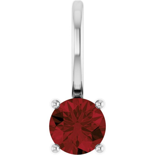 14K Yellow Or White Gold Or Sterling Silver Round 4 Mm Polished Imitation Gemstone Charm/Pendant