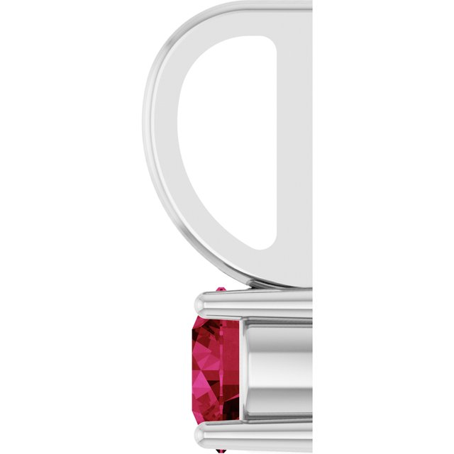 14K White Gold Round 4 Mm Polished Lab-Grown Ruby Charm/Pendant