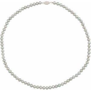 14K White Gold Pearl 4.5-5.0  Cultured Gray Freshwater Pearl Necklace, Length: 16 In